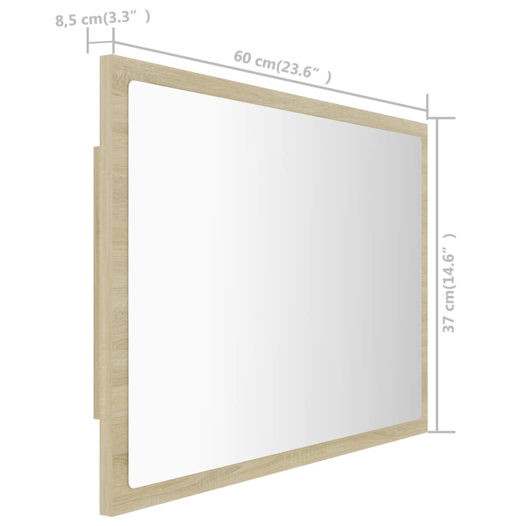 LED kupaonsko ogledalo boja hrasta sonome 60x8,5x37 cm akrilno