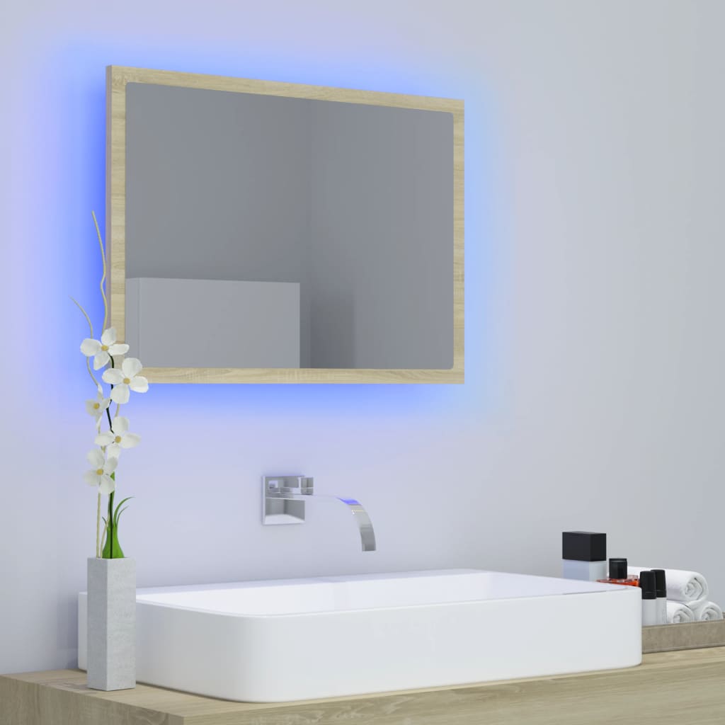 LED kupaonsko ogledalo boja hrasta sonome 60x8,5x37 cm akrilno
