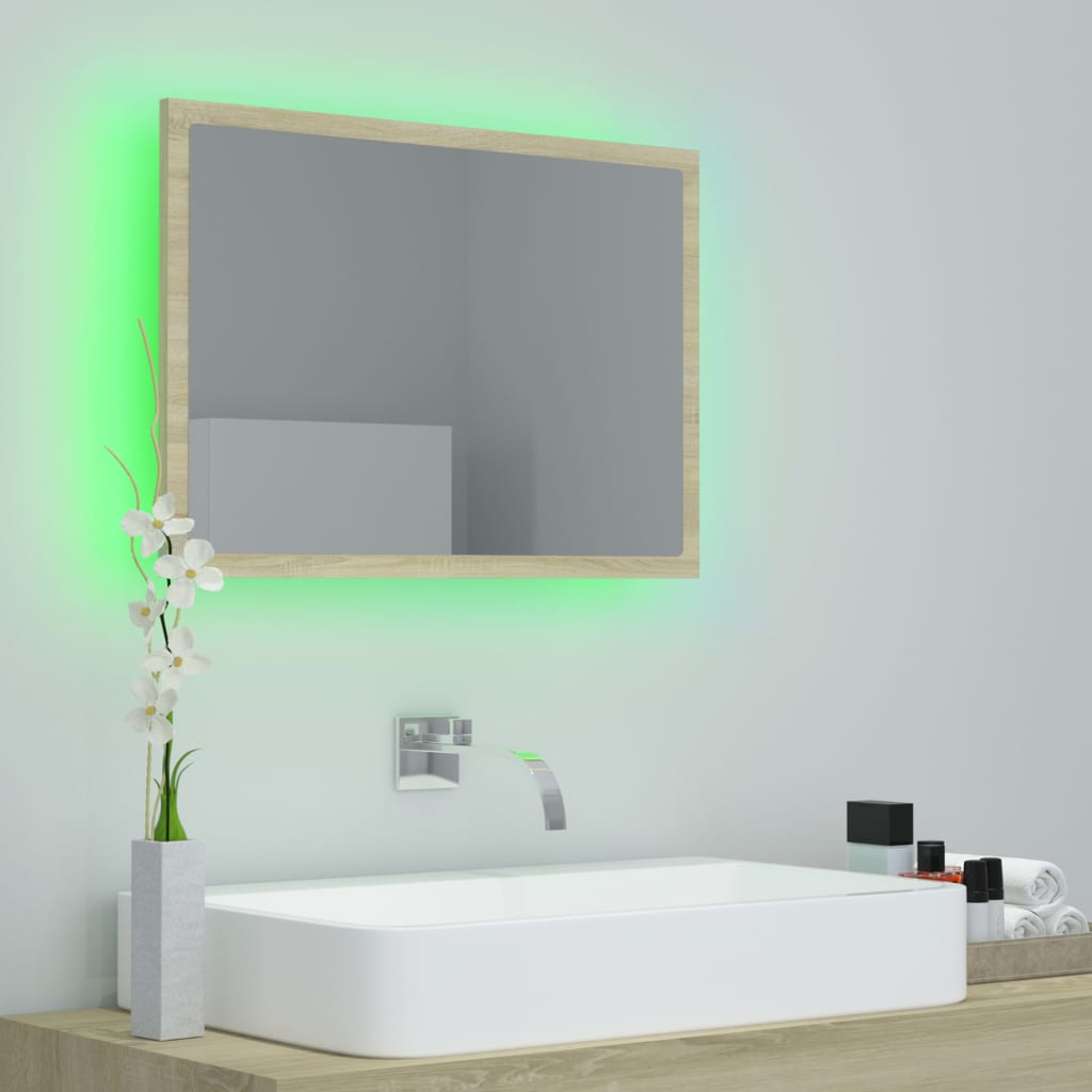 LED kupaonsko ogledalo boja hrasta sonome 60x8,5x37 cm akrilno