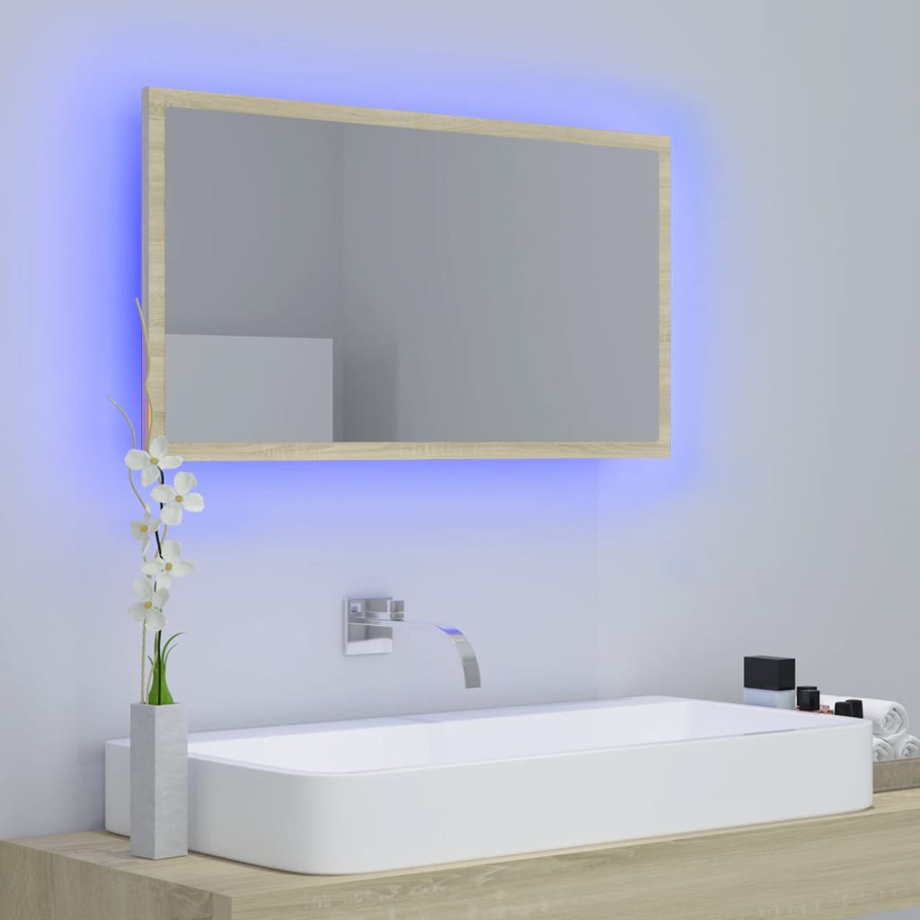 LED kupaonsko ogledalo boja hrasta sonome 80x8,5x37 cm akrilno