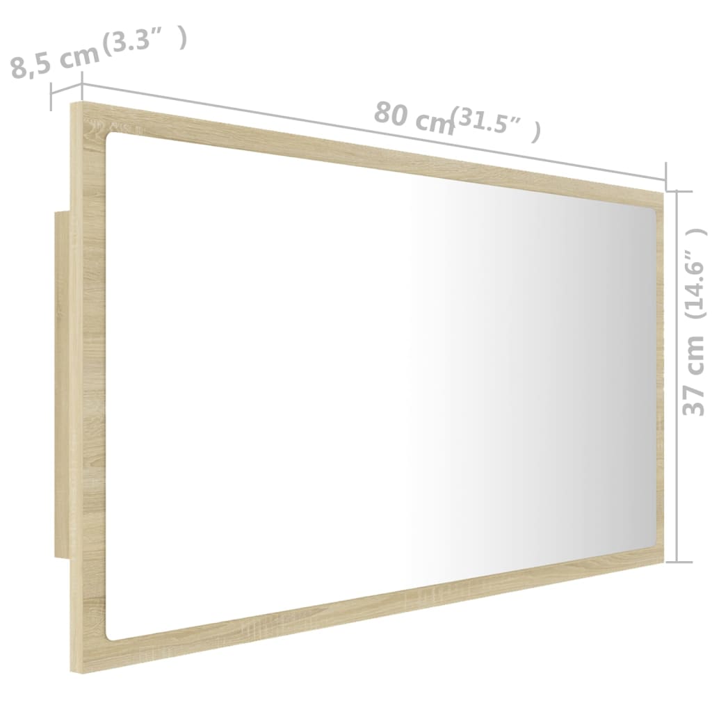 LED kupaonsko ogledalo boja hrasta sonome 80x8,5x37 cm akrilno