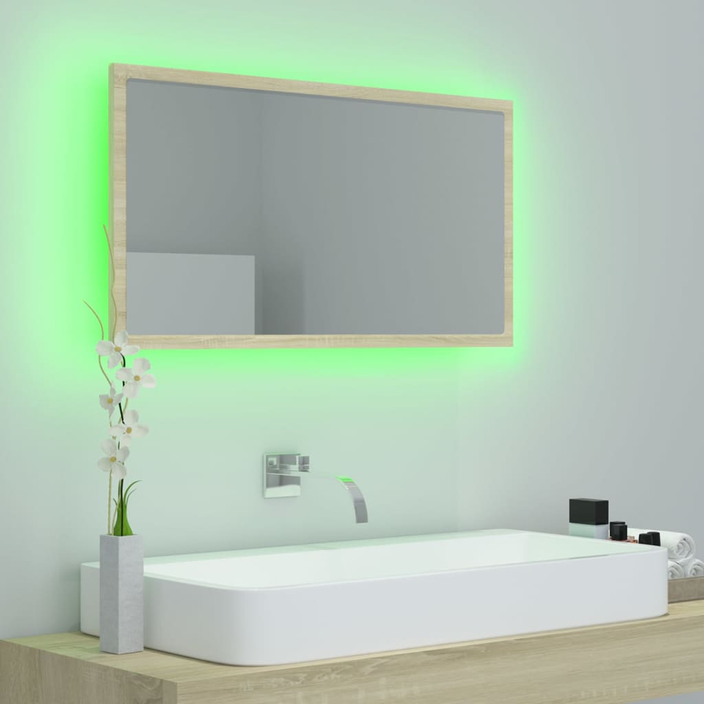 LED kupaonsko ogledalo boja hrasta sonome 80x8,5x37 cm akrilno