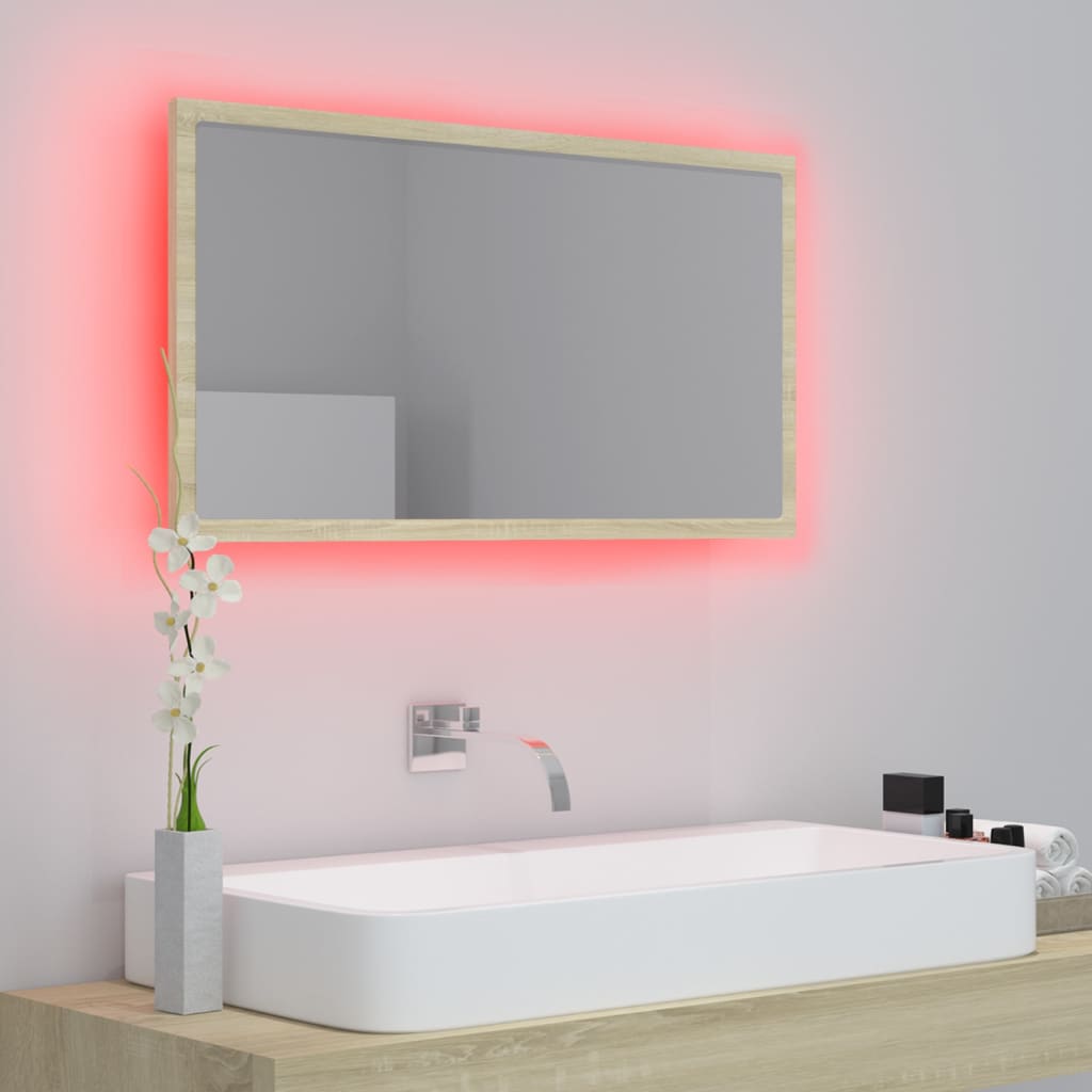 LED kupaonsko ogledalo boja hrasta sonome 80x8,5x37 cm akrilno