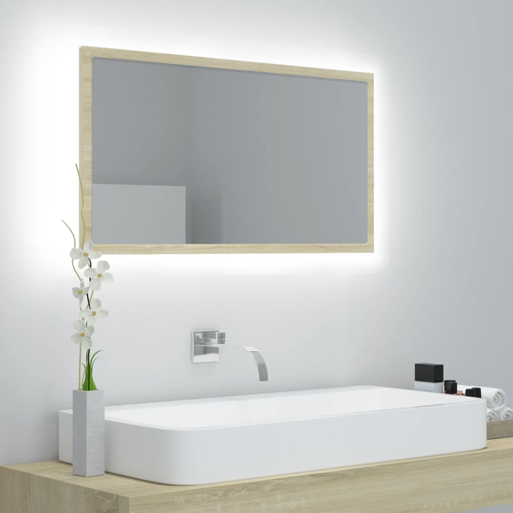 LED kupaonsko ogledalo boja hrasta sonome 80x8,5x37 cm akrilno