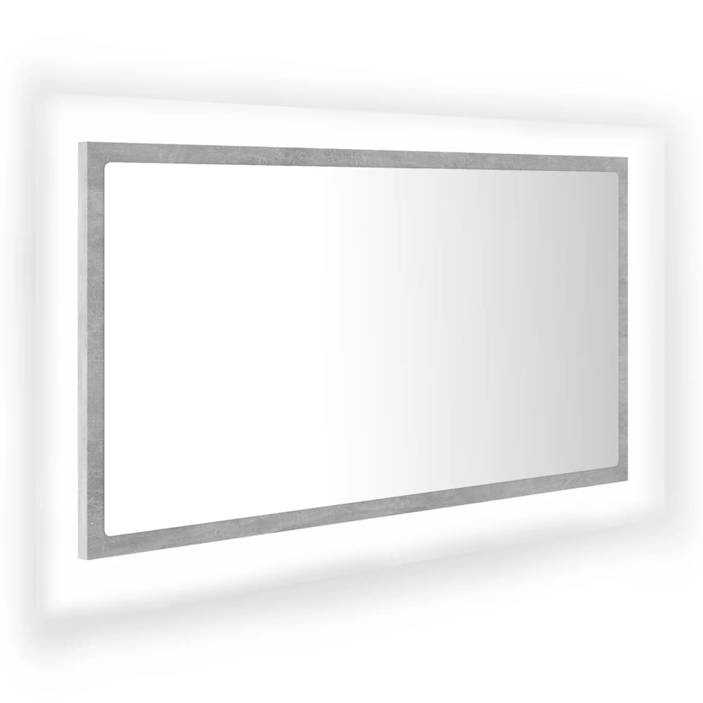 LED kupaonsko ogledalo siva boja betona 80x8,5x37 cm akrilno