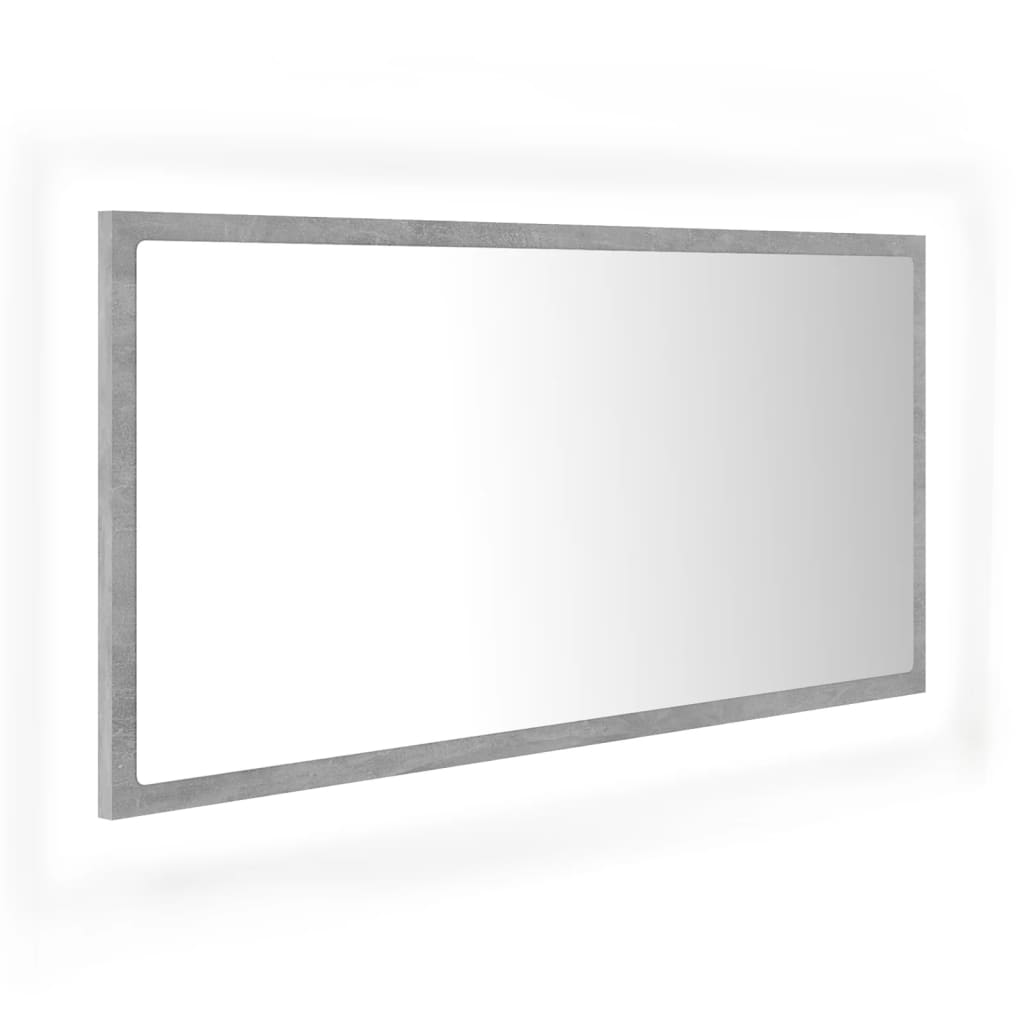 LED kupaonsko ogledalo siva boja betona 90x8,5x37 cm akrilno