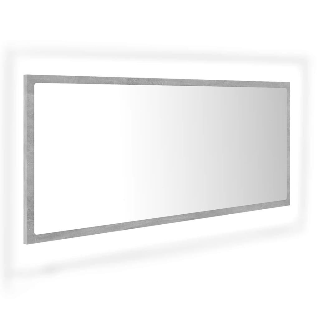 LED kupaonsko ogledalo siva boja betona 100x8,5x37 cm akrilno