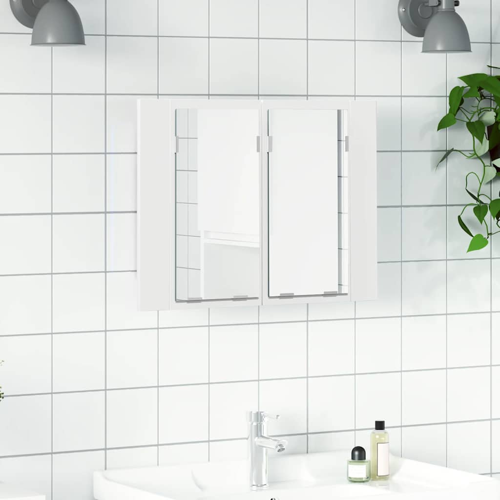 LED kupaonski ormarić s ogledalom bijeli 60x12x45 cm akrilni