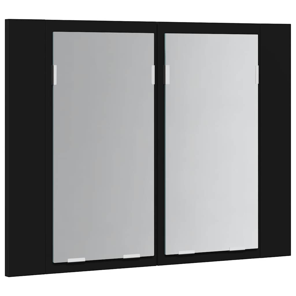 LED kupaonski ormarić s ogledalom crni 60x12x45 cm akrilni