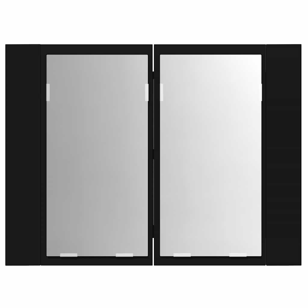LED kupaonski ormarić s ogledalom crni 60x12x45 cm akrilni
