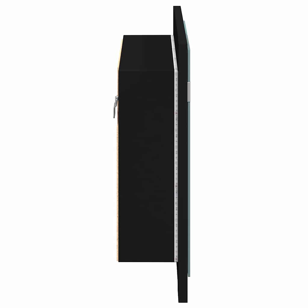 LED kupaonski ormarić s ogledalom crni 60x12x45 cm akrilni