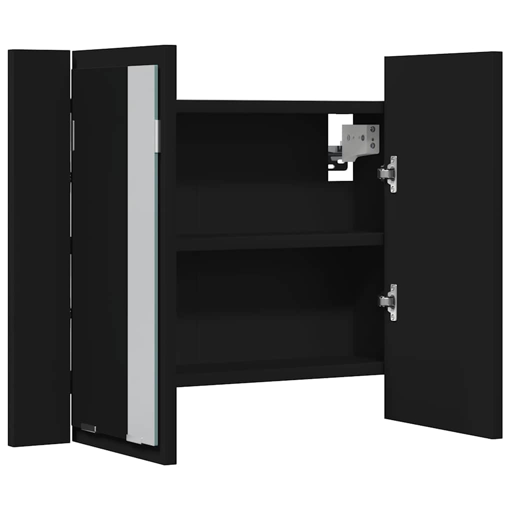 LED kupaonski ormarić s ogledalom crni 60x12x45 cm akrilni