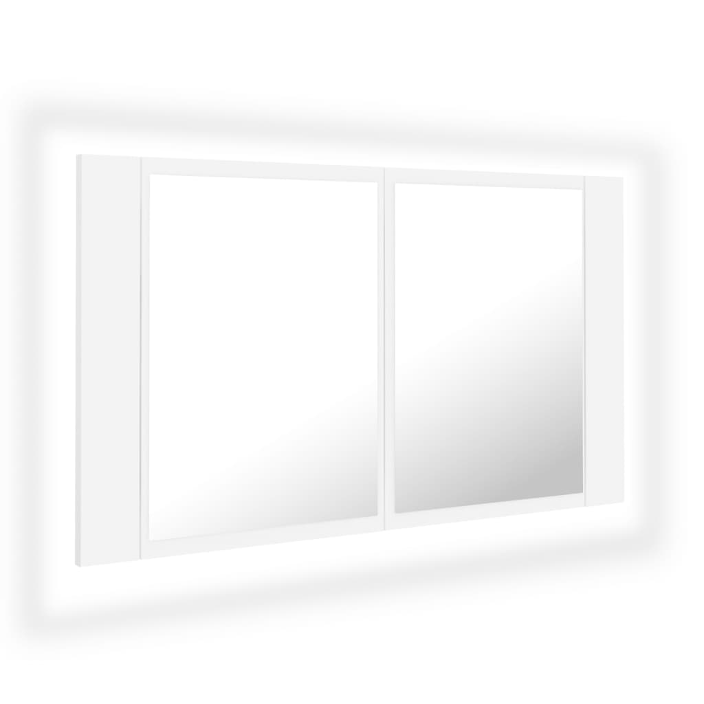 LED kupaonski ormarić s ogledalom bijeli 80x12x45 cm akrilni