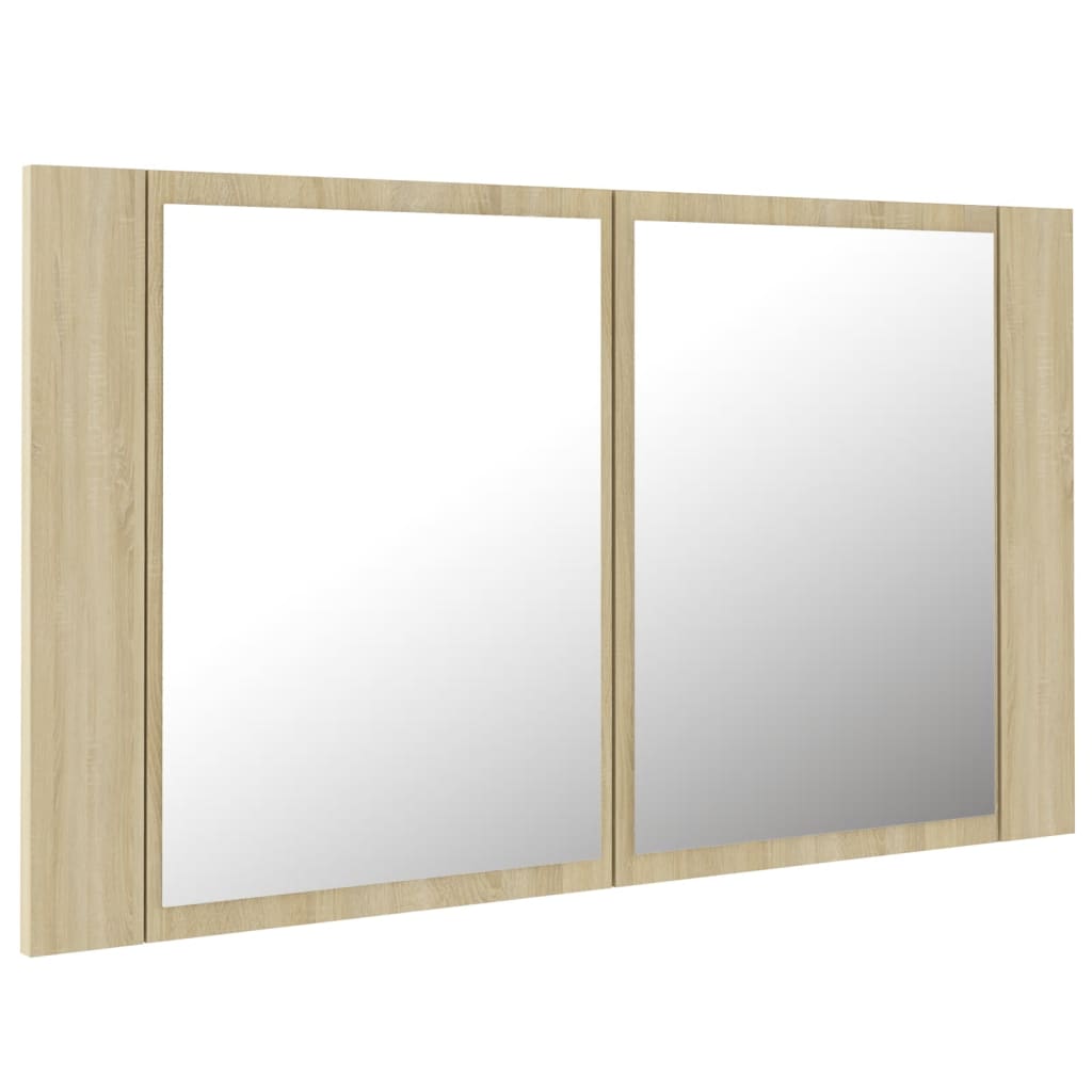 LED kupaonski ormarić s ogledalom boja hrasta 80x12x45 akrilni