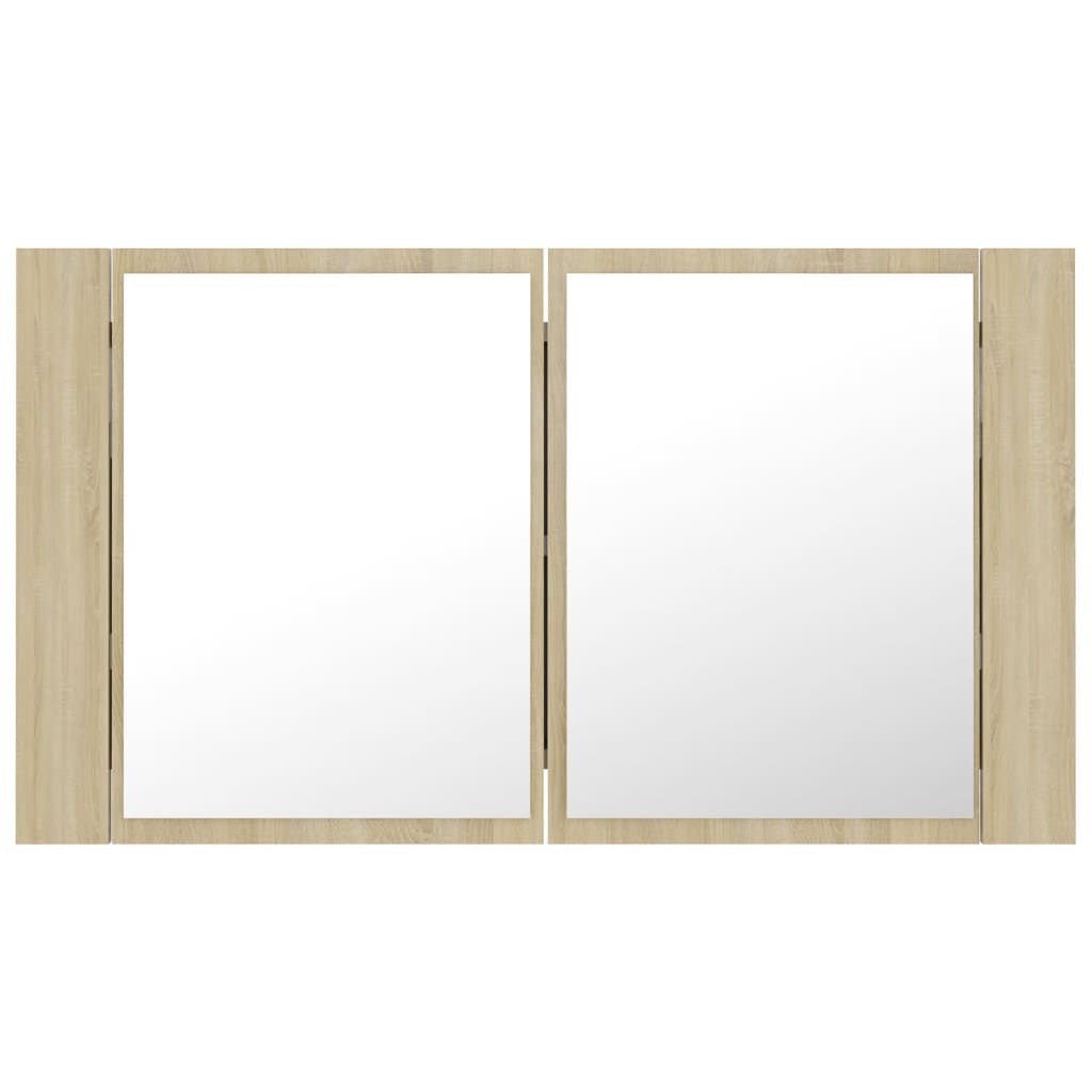 LED kupaonski ormarić s ogledalom boja hrasta 80x12x45 akrilni