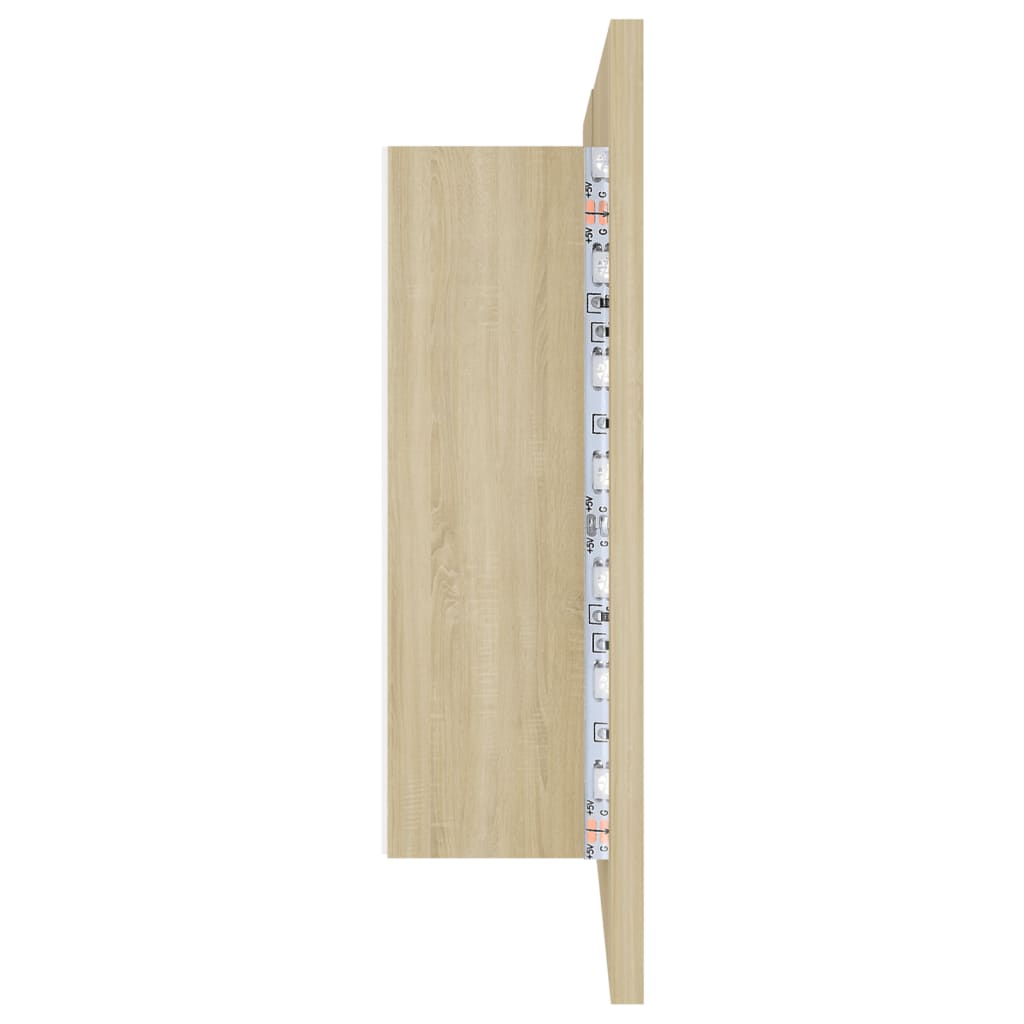 LED kupaonski ormarić s ogledalom boja hrasta 80x12x45 akrilni