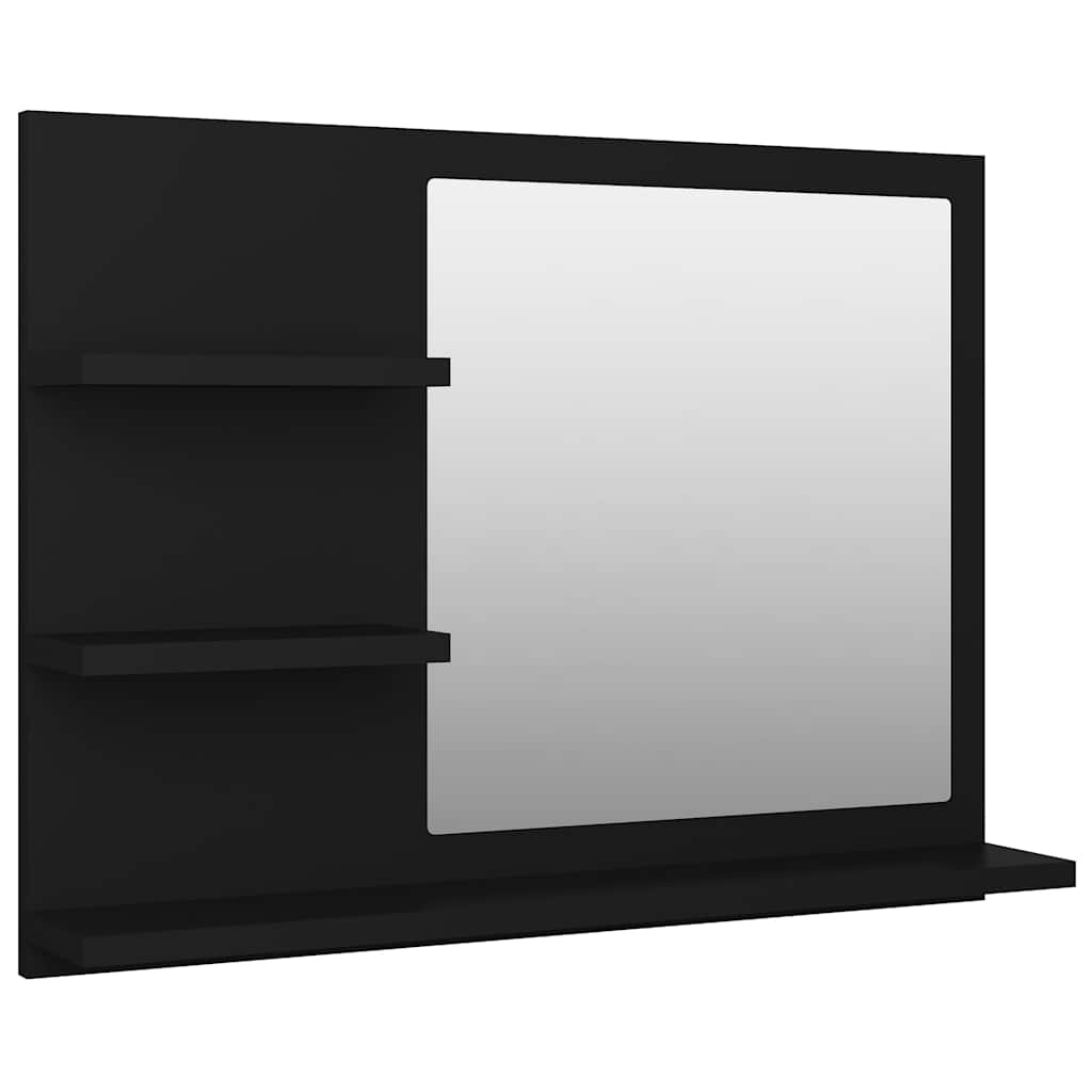 Kupaonsko ogledalo crno 60 x 10,5 x 45 cm konstruirano drvo