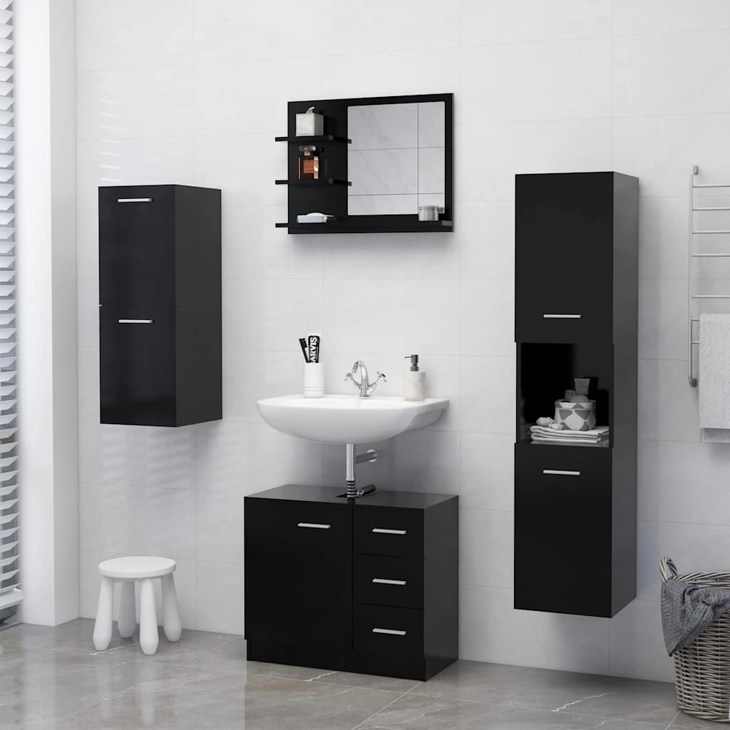 Kupaonsko ogledalo crno 60 x 10,5 x 45 cm konstruirano drvo