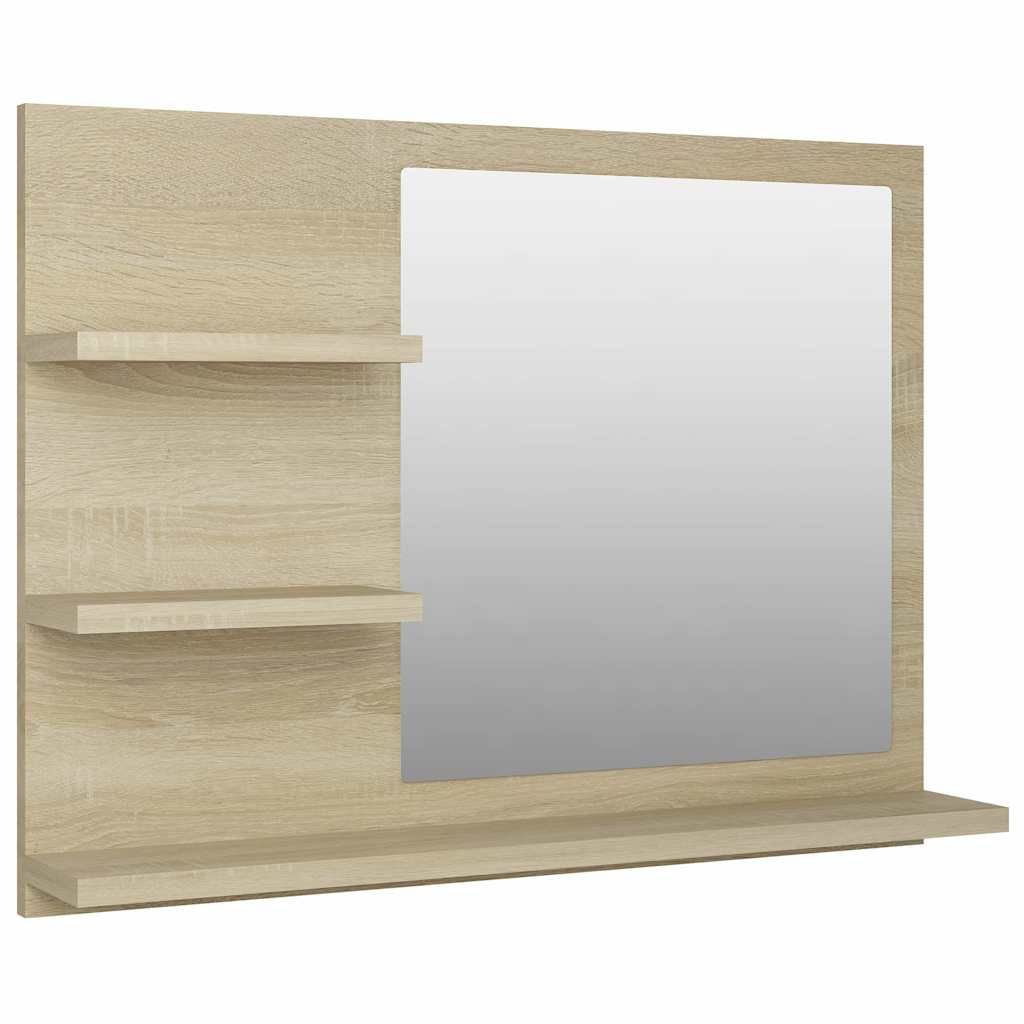 Kupaonsko ogledalo boja hrasta 60x10,5x45 cm konstruirano drvo