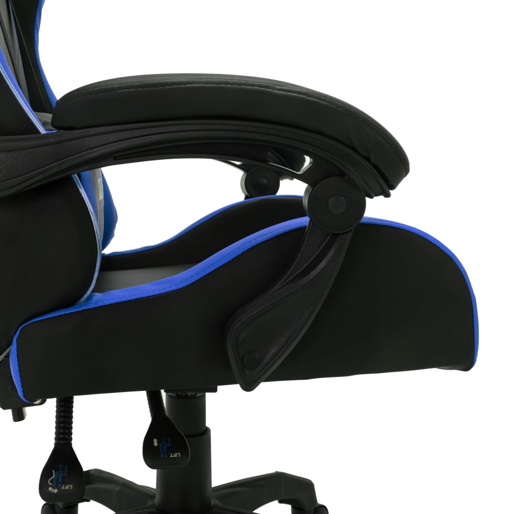 Igraća stolica s RGB LED svjetlima plavo-crna od umjetne kože
