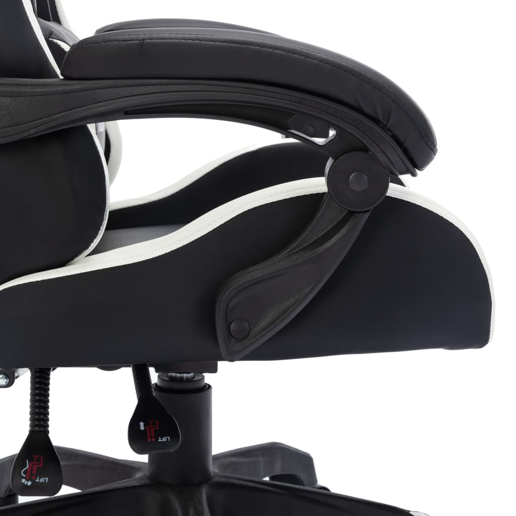 Igraća stolica s RGB LED svjetlima bijelo-crna od umjetne kože