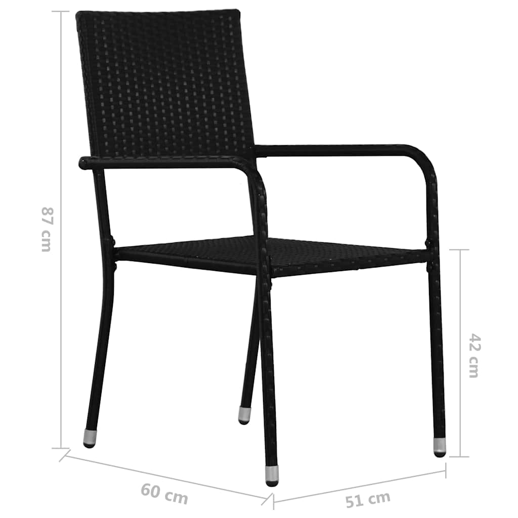 3-dijelni vrtni blagovaonski set od poliratana crni
