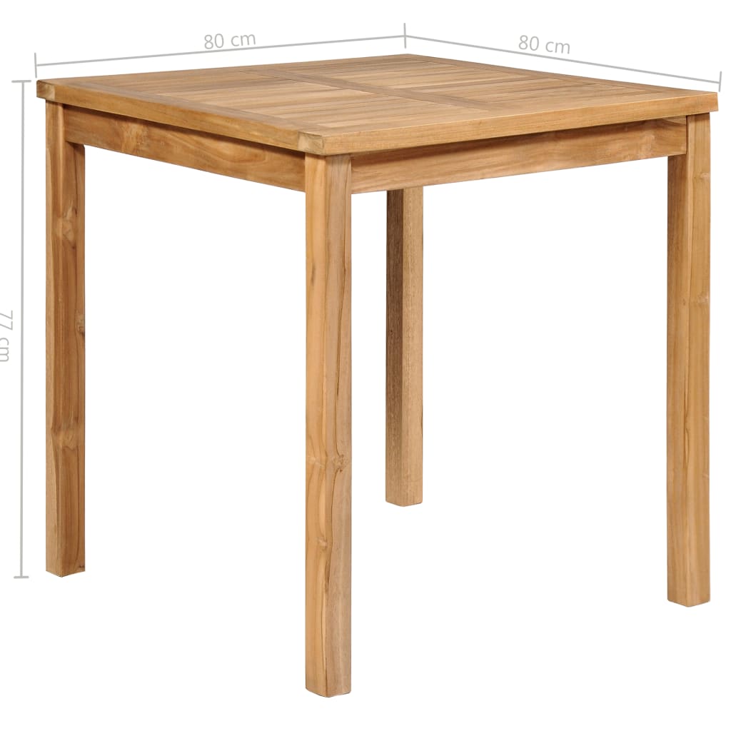 Vrtni blagovaonski set od 3 dijela 80x80 cm masivno tikovino drvo
