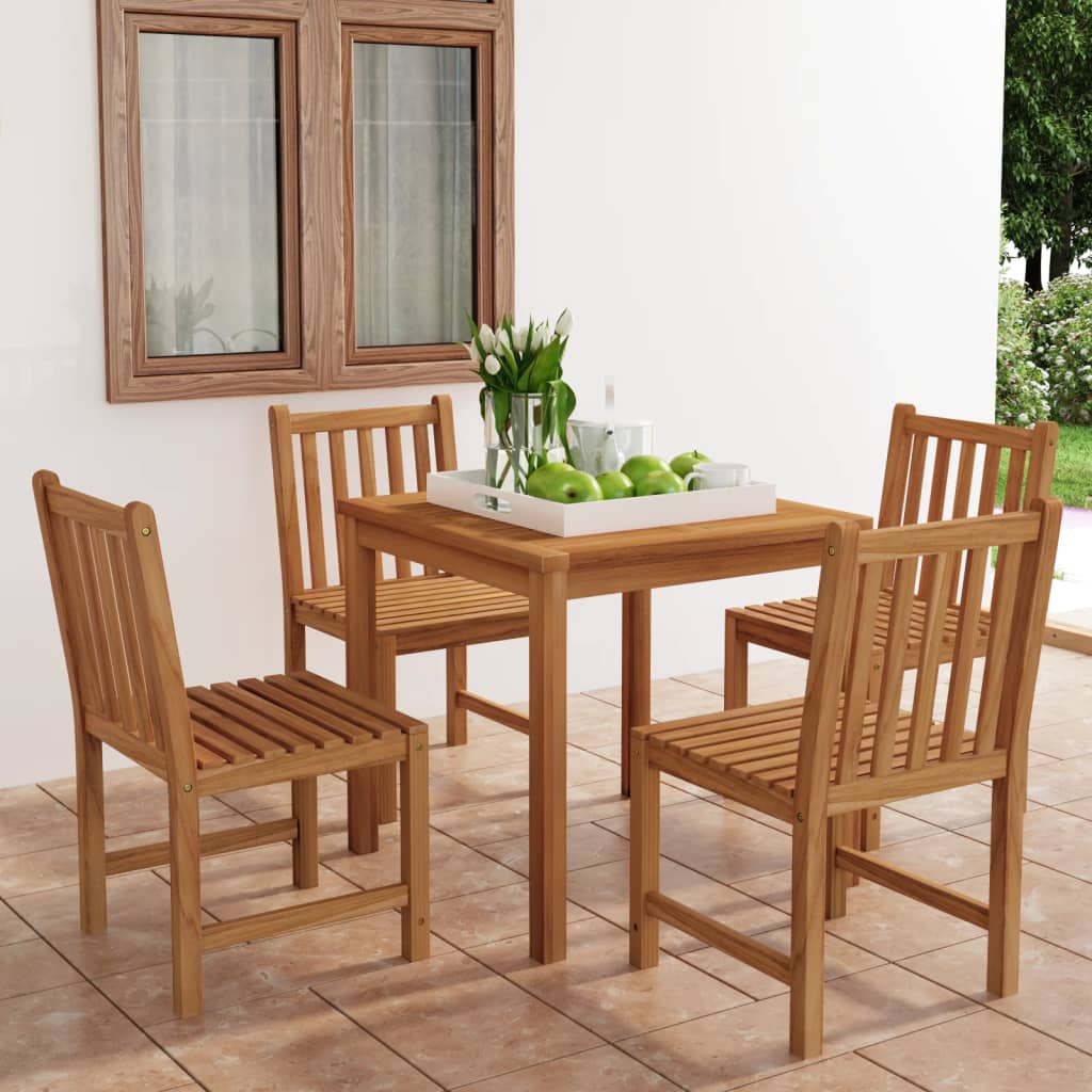 Vrtni blagovaonski set od 5 dijelova 80x80 cm masivno tikovino drvo