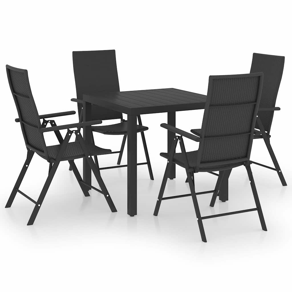 5-dijelni vrtni blagovaonski set crni