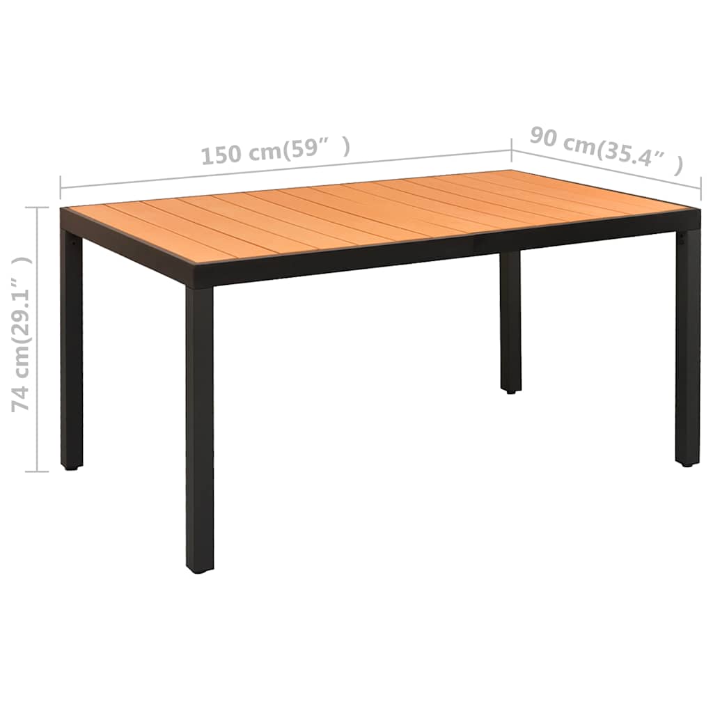 7-dijelni vrtni blagovaonski set crno-smeđi