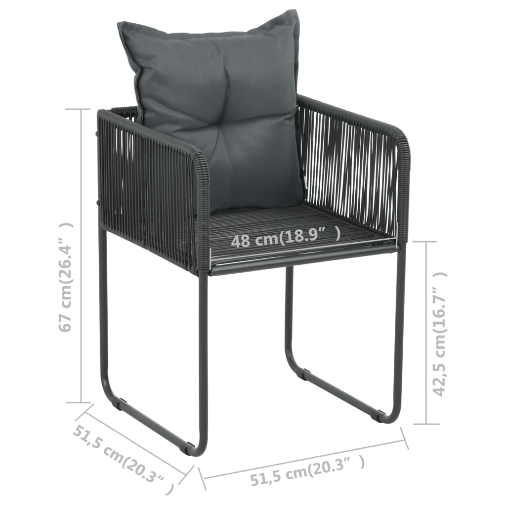 5-dijelni vrtni blagovaonski set od PVC ratana crni