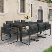 9-dijelni vrtni blagovaonski set od PVC ratana crni