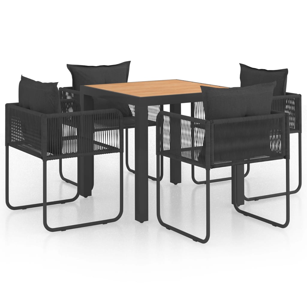 5-dijelni vrtni blagovaonski set od PVC ratana crno-smeđi