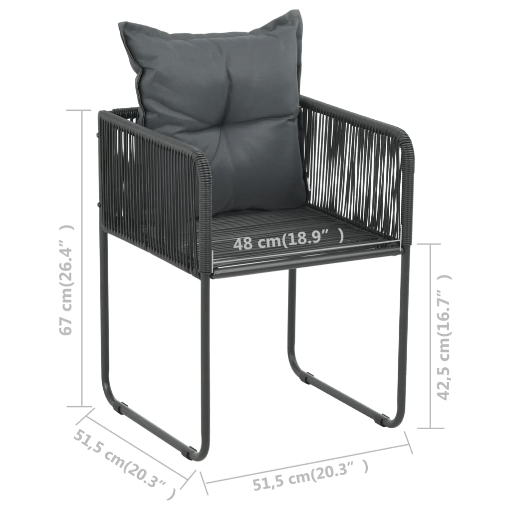 5-dijelni vrtni blagovaonski set od PVC ratana crno-smeđi