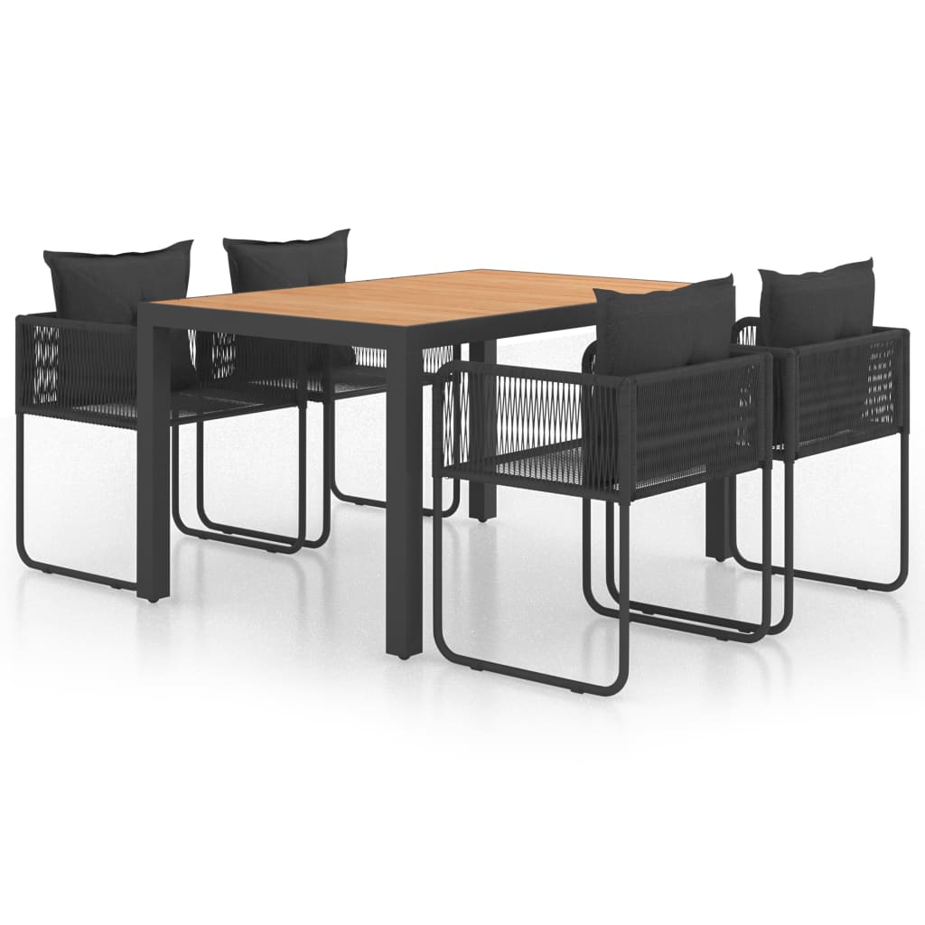 5-dijelni vrtni blagovaonski set od PVC ratana crno-smeđi