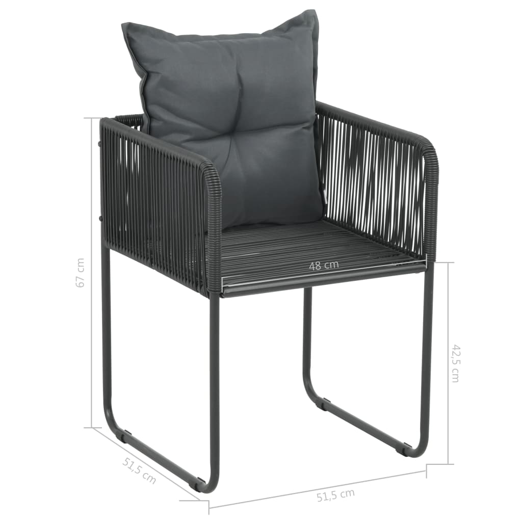 5-dijelni vrtni blagovaonski set od PVC ratana crno-smeđi