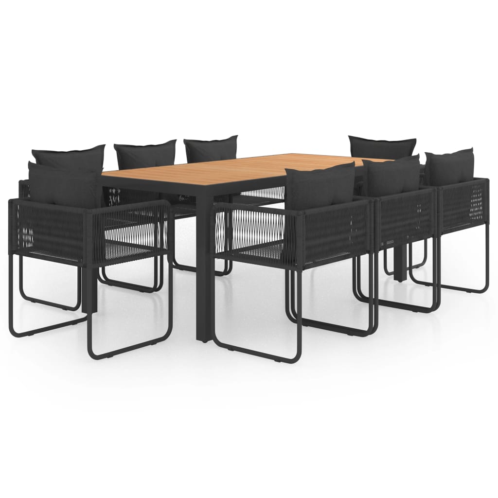 9-dijelni vrtni blagovaonski set od PVC ratana crno-smeđi