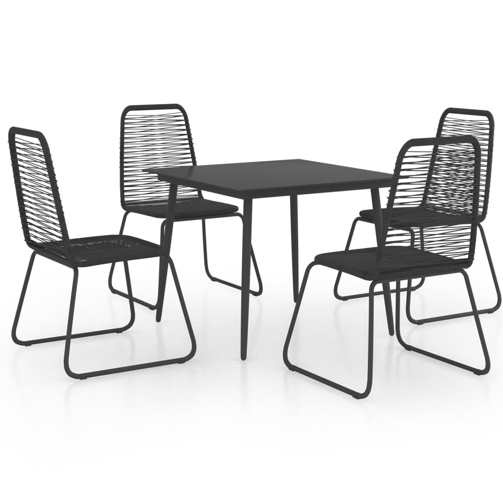 5-dijelni vrtni blagovaonski set od PVC ratana crni