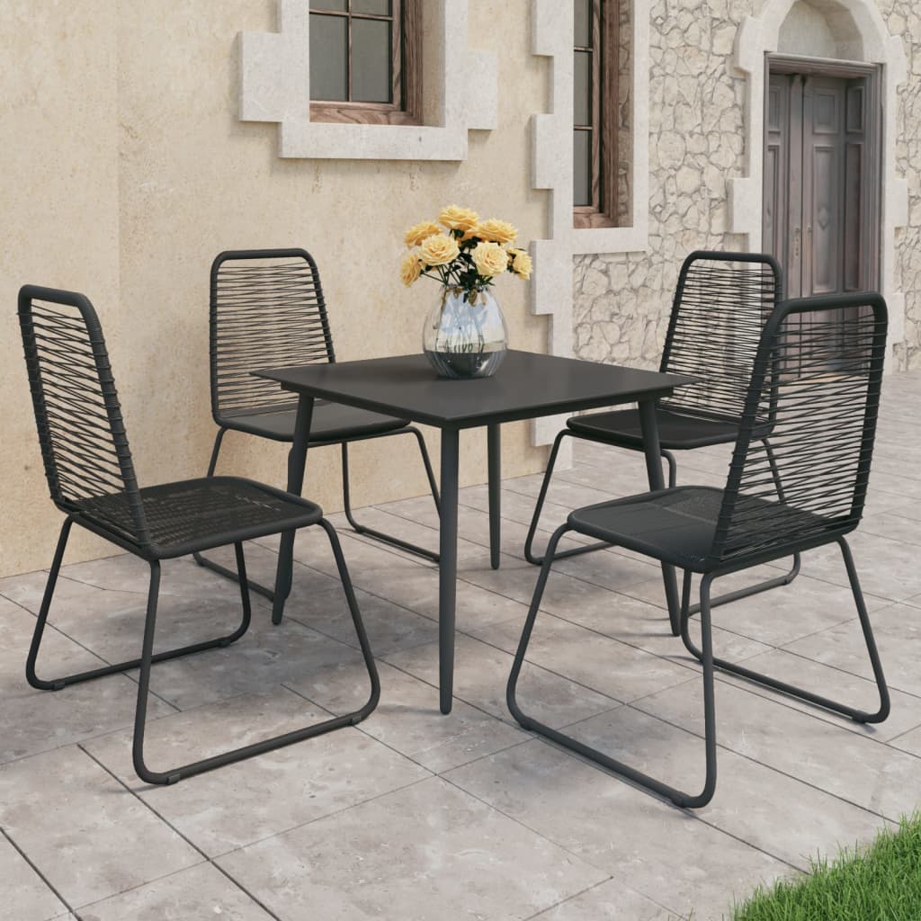 5-dijelni vrtni blagovaonski set od PVC ratana crni