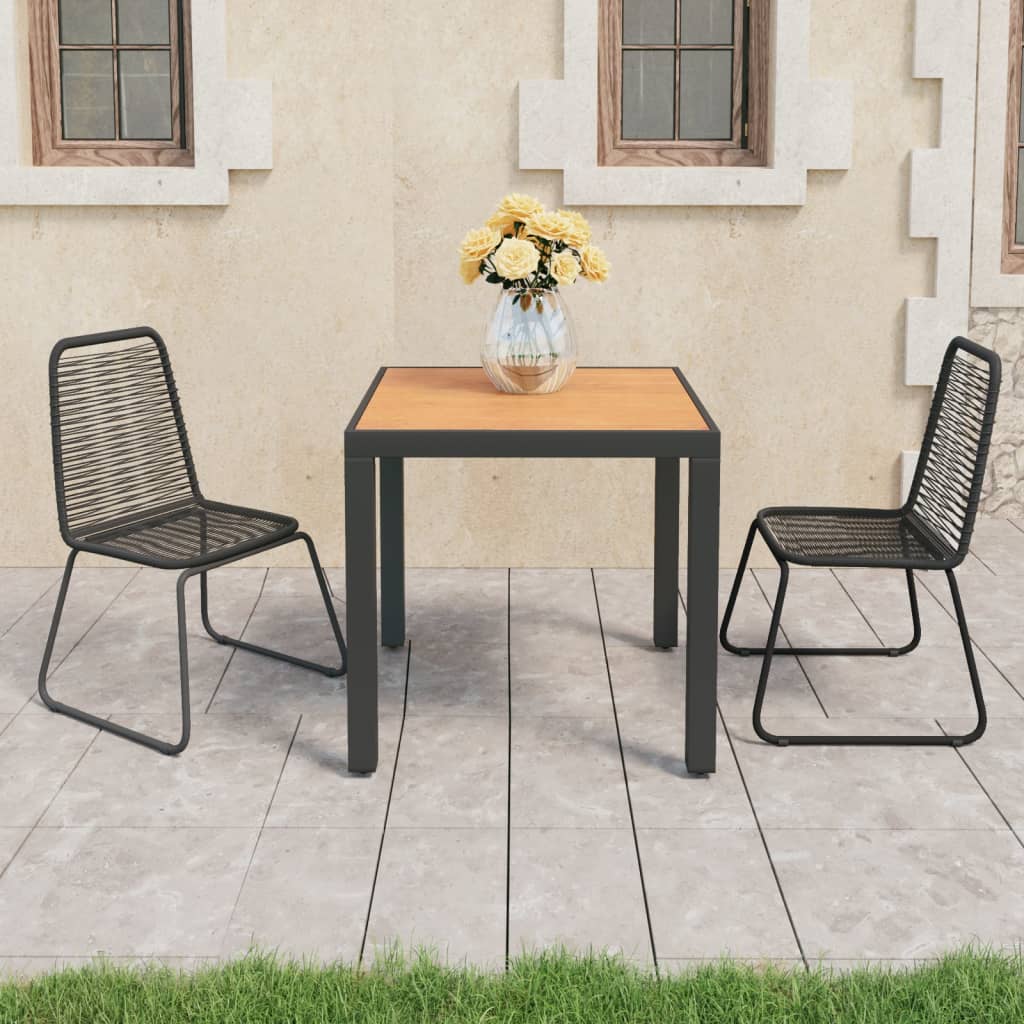 3-dijelni vrtni blagovaonski set od PVC ratana crno-smeđi