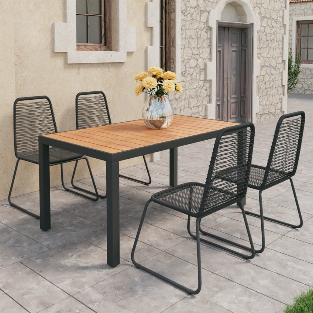 5-dijelni vrtni blagovaonski set od PVC ratana crno-smeđi
