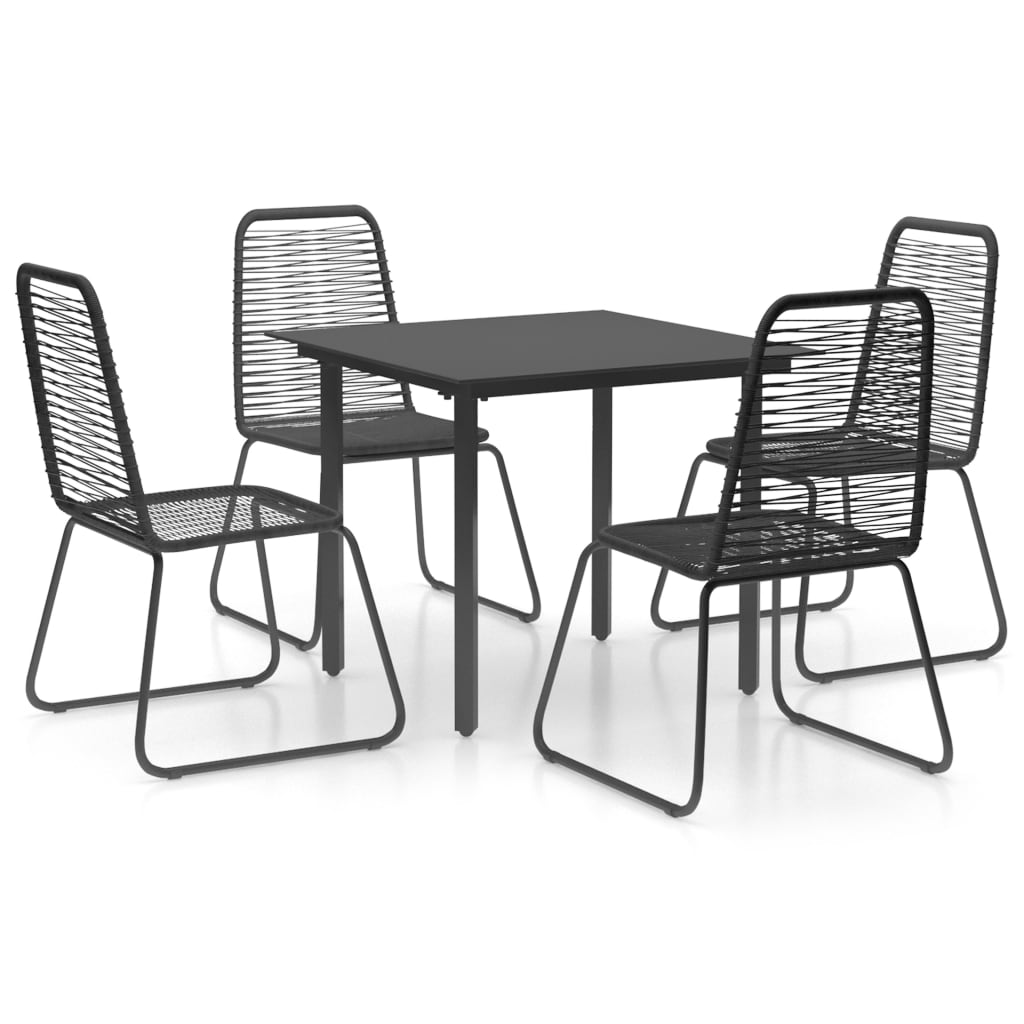 5-dijelni vrtni blagovaonski set od PVC ratana crni