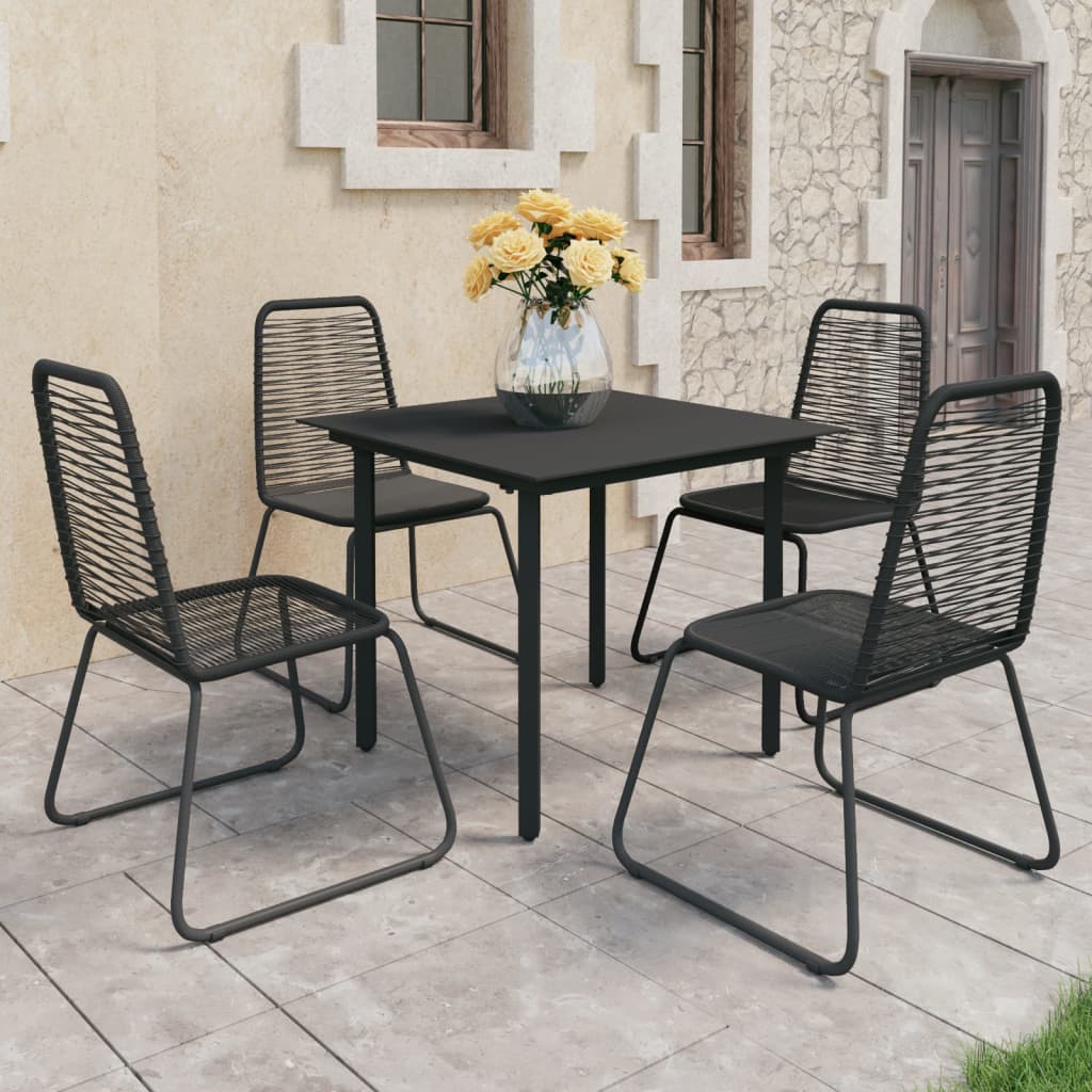 5-dijelni vrtni blagovaonski set od PVC ratana crni