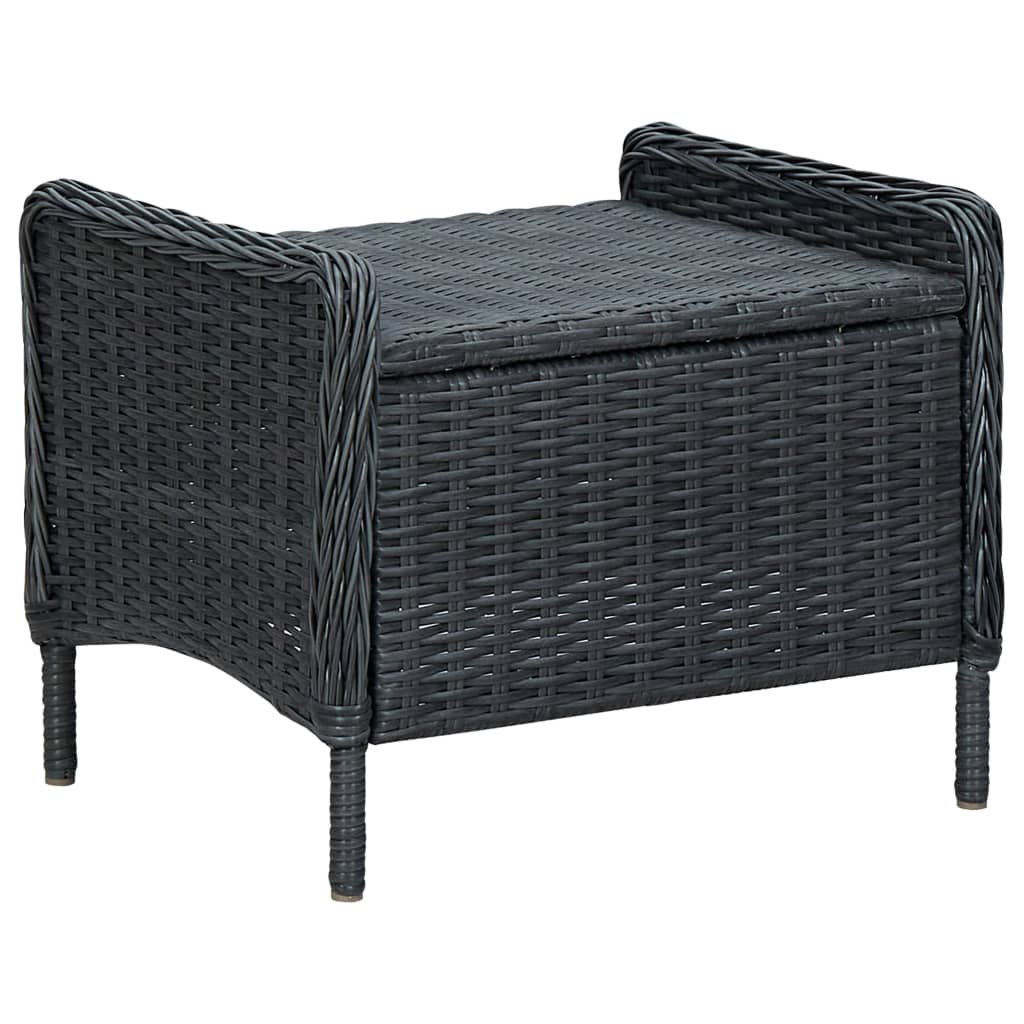 3-dijelna vrtna garnitura od poliratana s jastucima tamnosiva