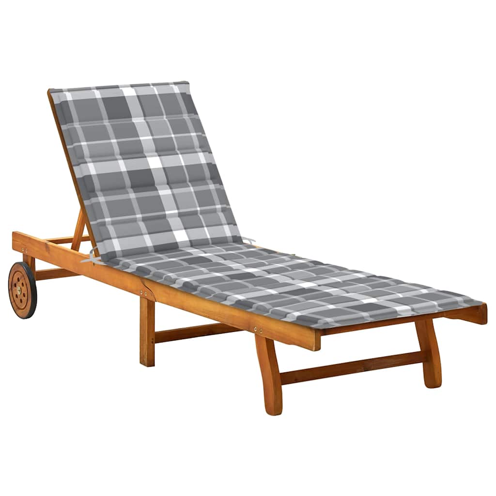 Vrtna ležaljka za sunčanje s jastukom masivno bagremovo drvo Siva 200 x 63 x 85 cm