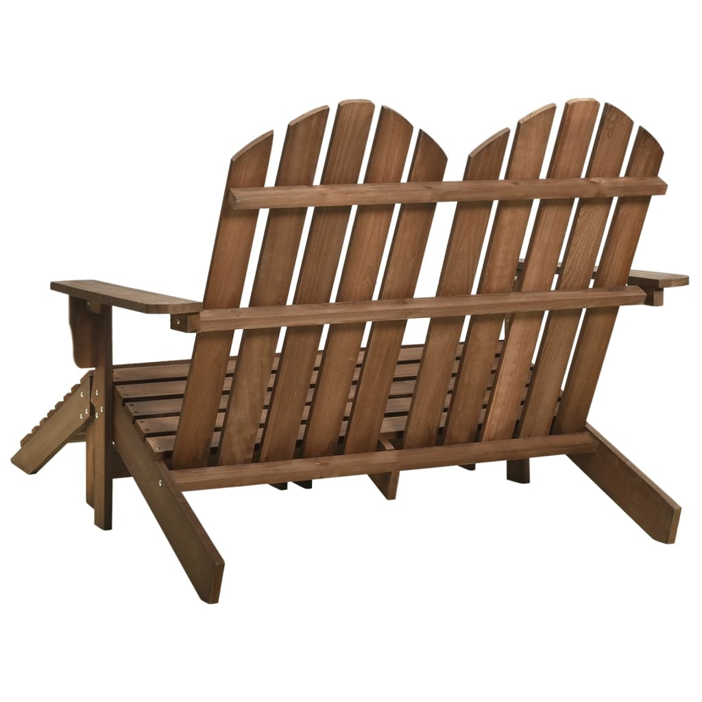 Vrtni dvosjed Adirondack od jelovine s otomanom smeđi