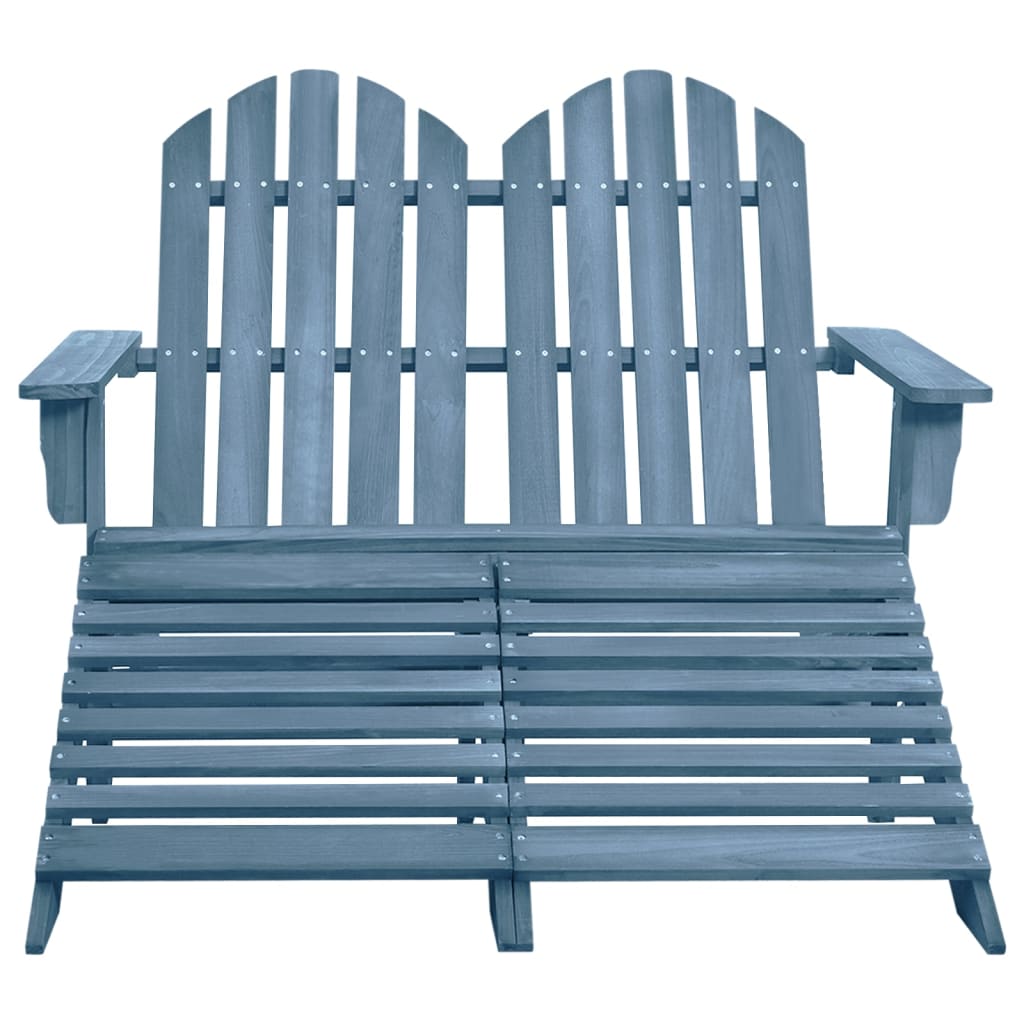 Vrtni dvosjed Adirondack od jelovine s otomanom plavi