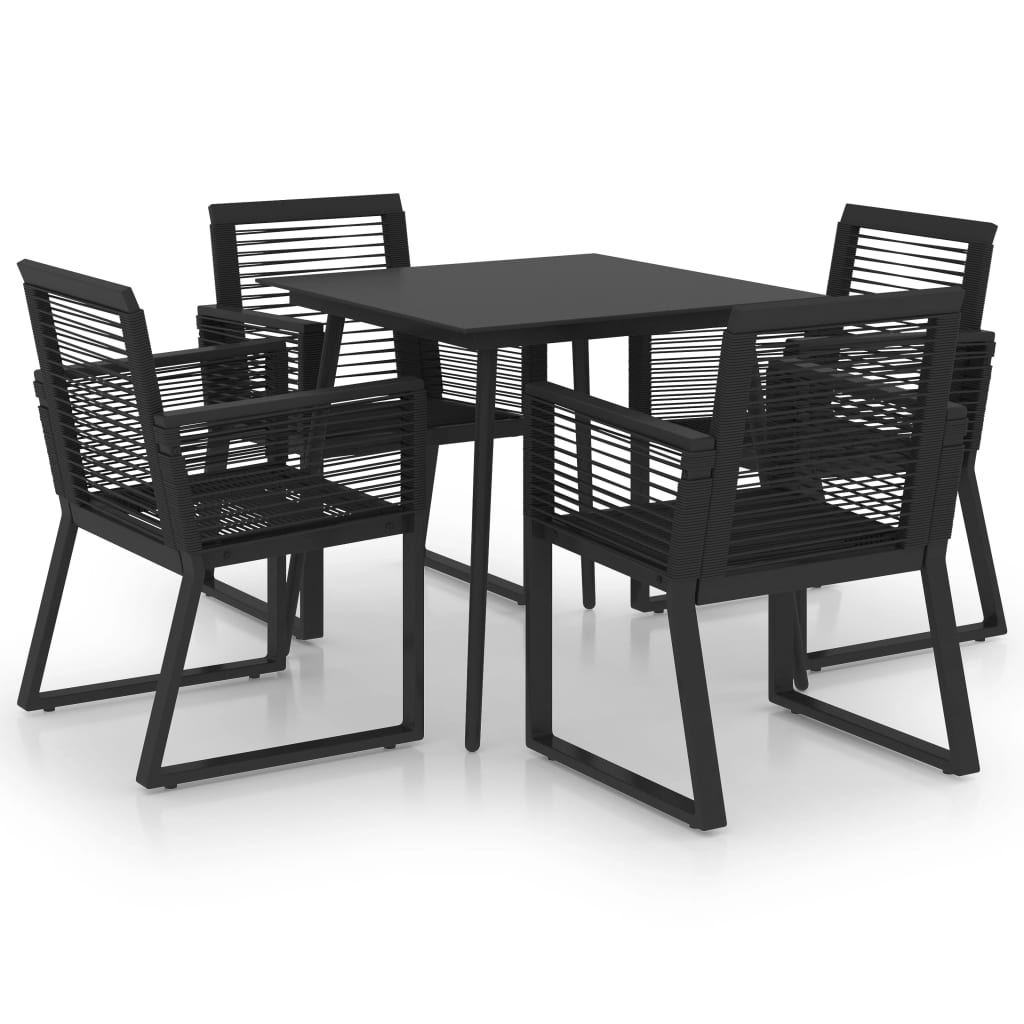 5-dijelni vrtni blagovaonski set od PVC ratana crni
