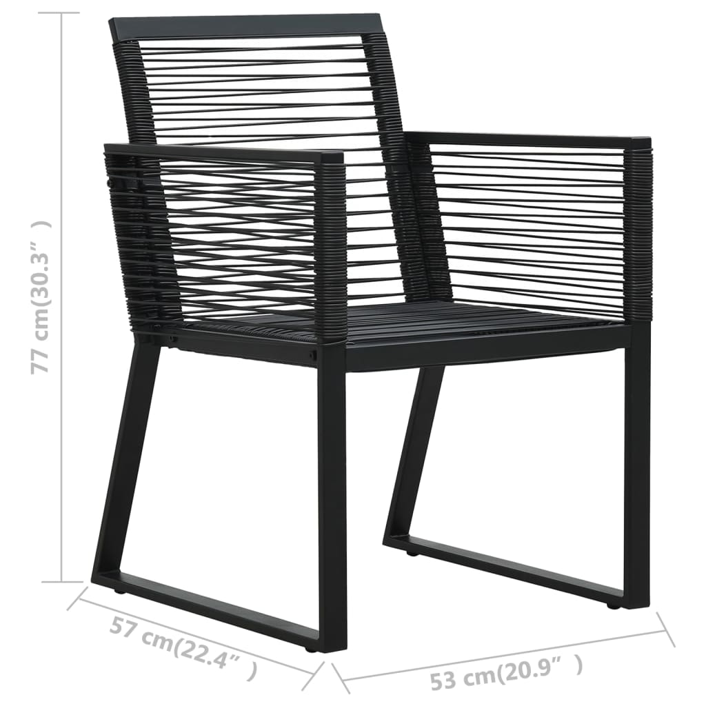 5-dijelni vrtni blagovaonski set od PVC ratana crni