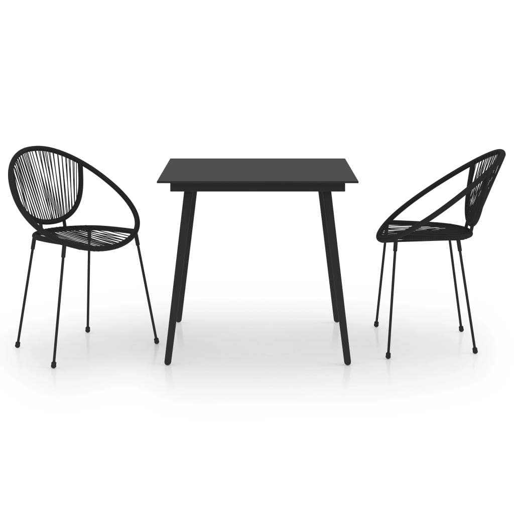 3-dijelni vanjski blagovaonski set od PVC ratana crni